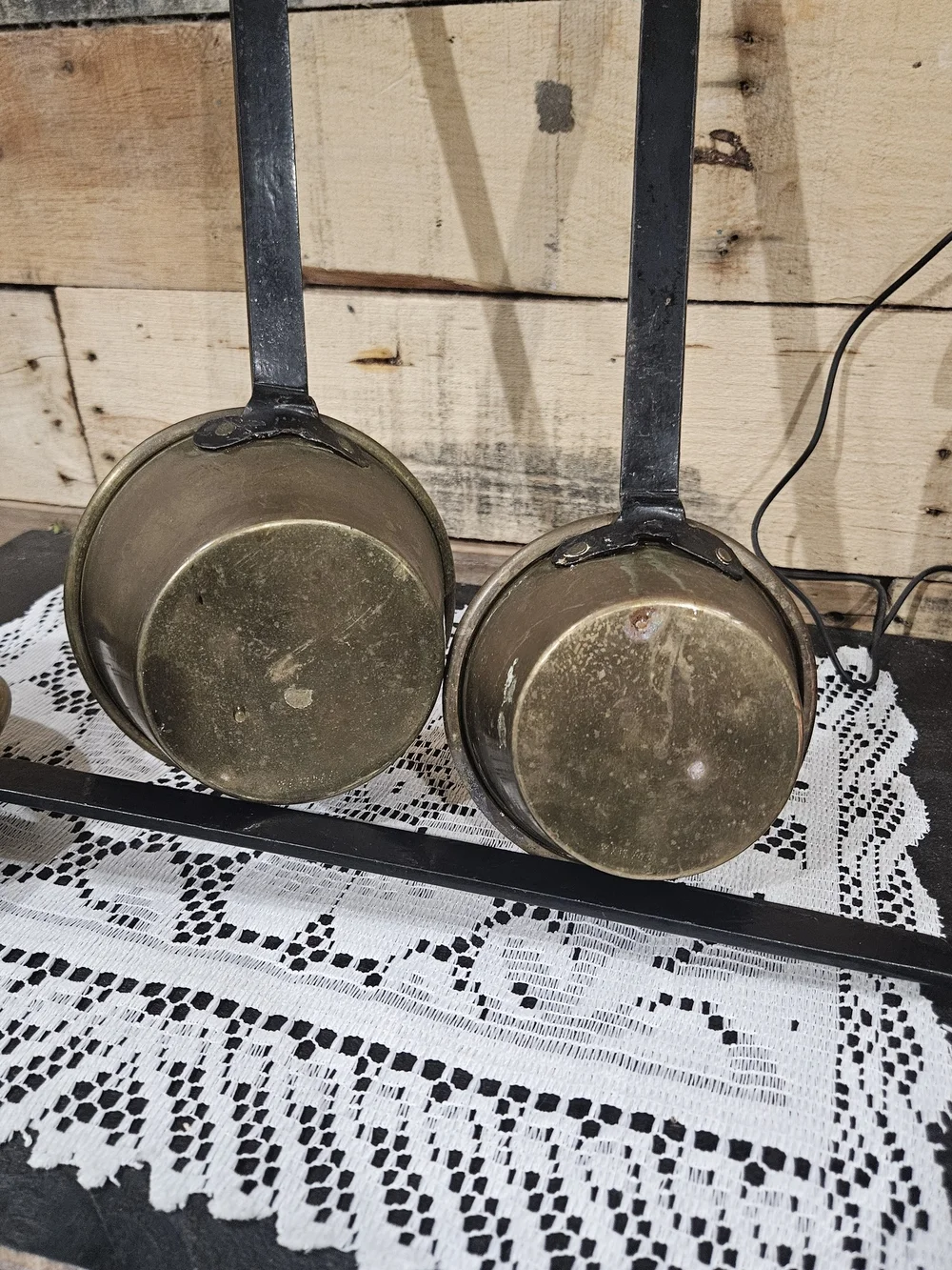 Vintage Nesting Brass Ladles with Long Black Handles